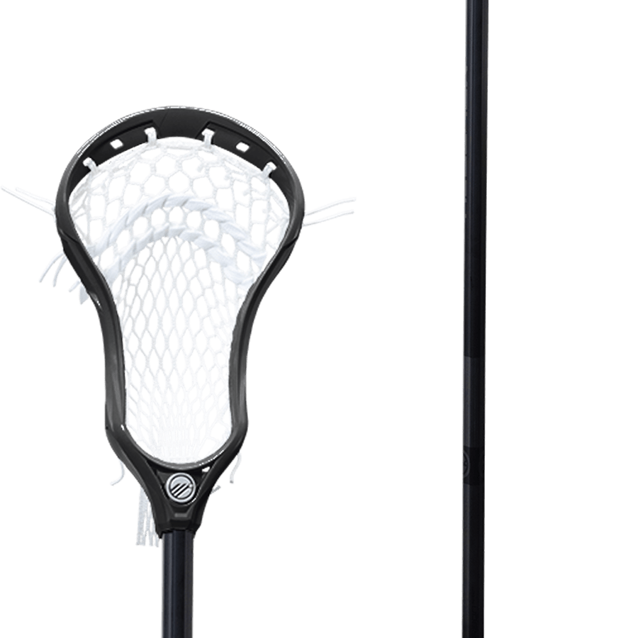 Introducing the Maverik 3003724 lacrosse stick, featuring a carbon composite shaft paired with the Tactik 2 head and enhanced with semi-soft mesh.