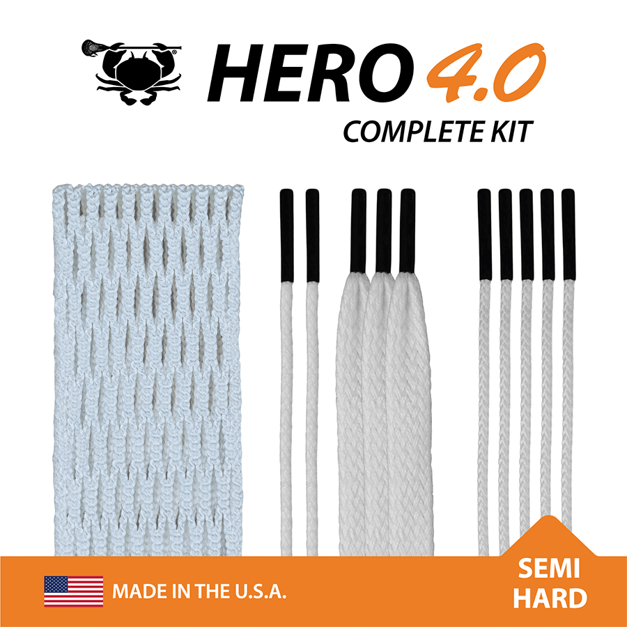 East Coast Dyes Hero 4.0 Semi - Hard Lacrosse Mesh Kit Men's Stringing Supplies White Lax.com