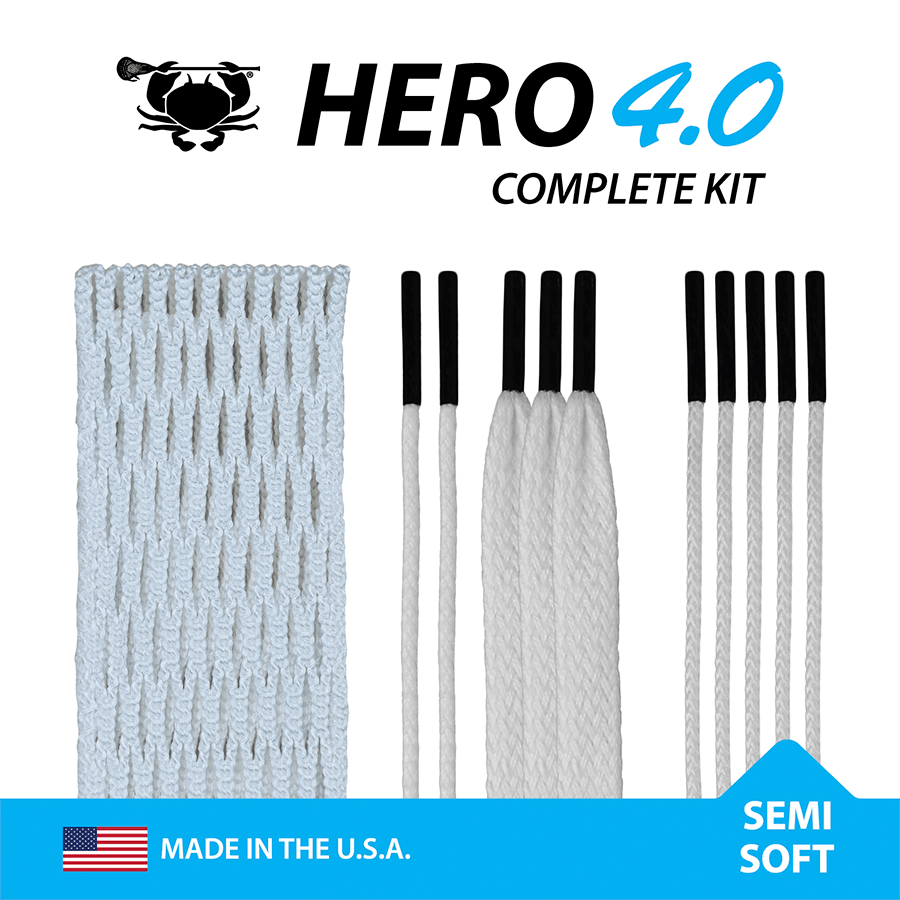 ECD Hero 4.0 Semi - Soft Lacrosse Mesh Kit Men's Stringing Supplies White Lax.com