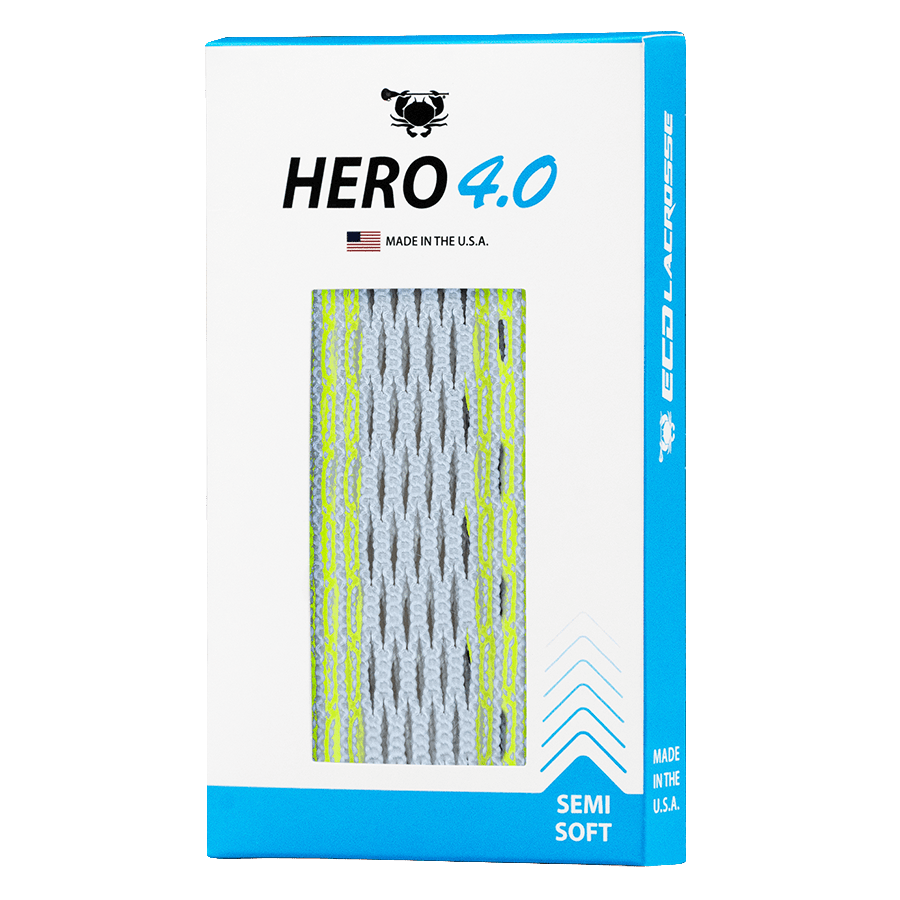 ECD Hero 4.0 Striker Lacrosse Mesh Men's Stringing Supplies Neon Yellow Storm Lax.com