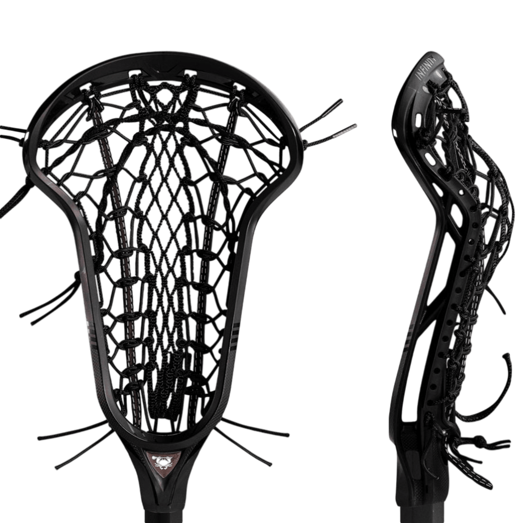 Crux 600 lacrosse head strung up with purchases ECD mesh