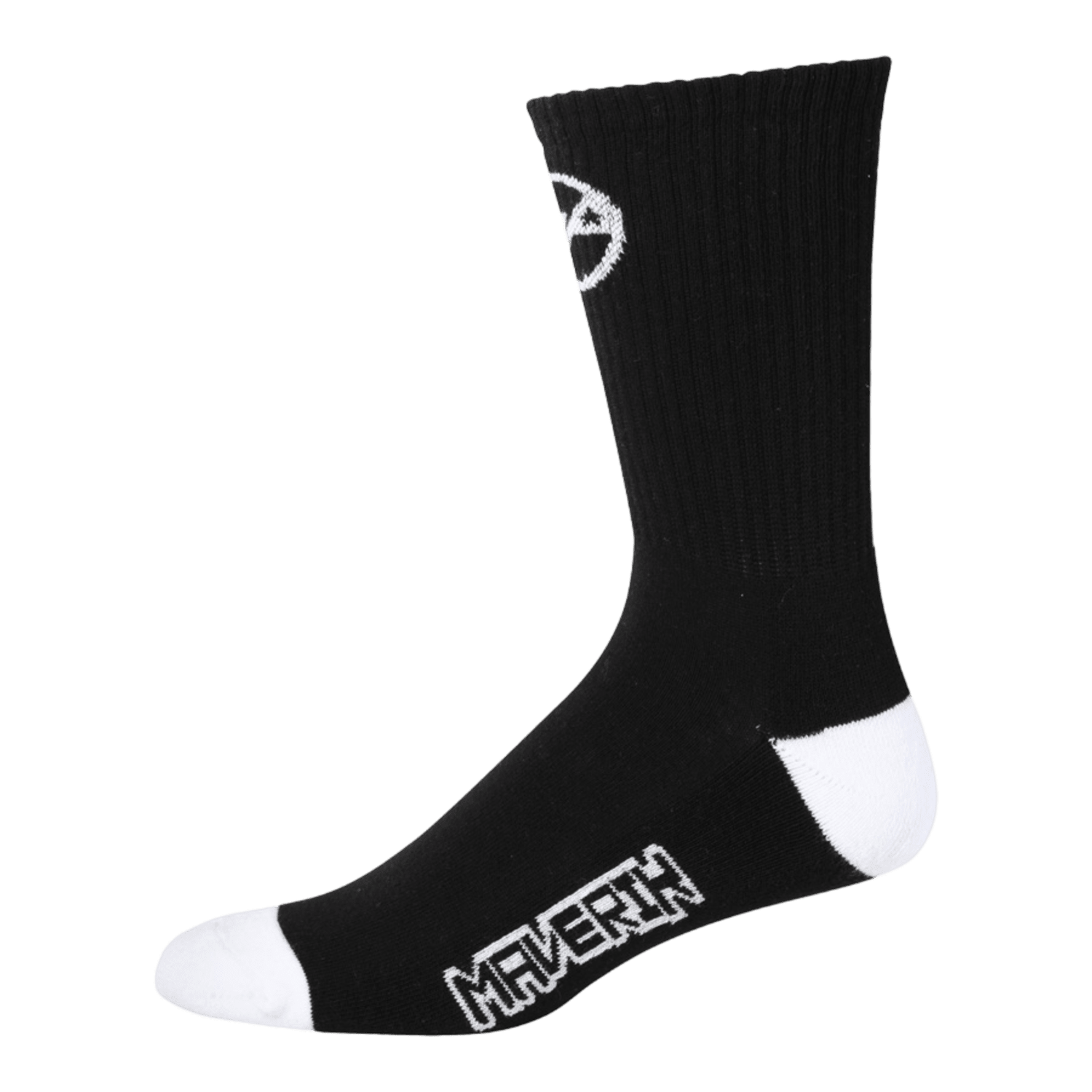 Maverik Big Time Performance Crew Sock Socks Black/White Lax.com