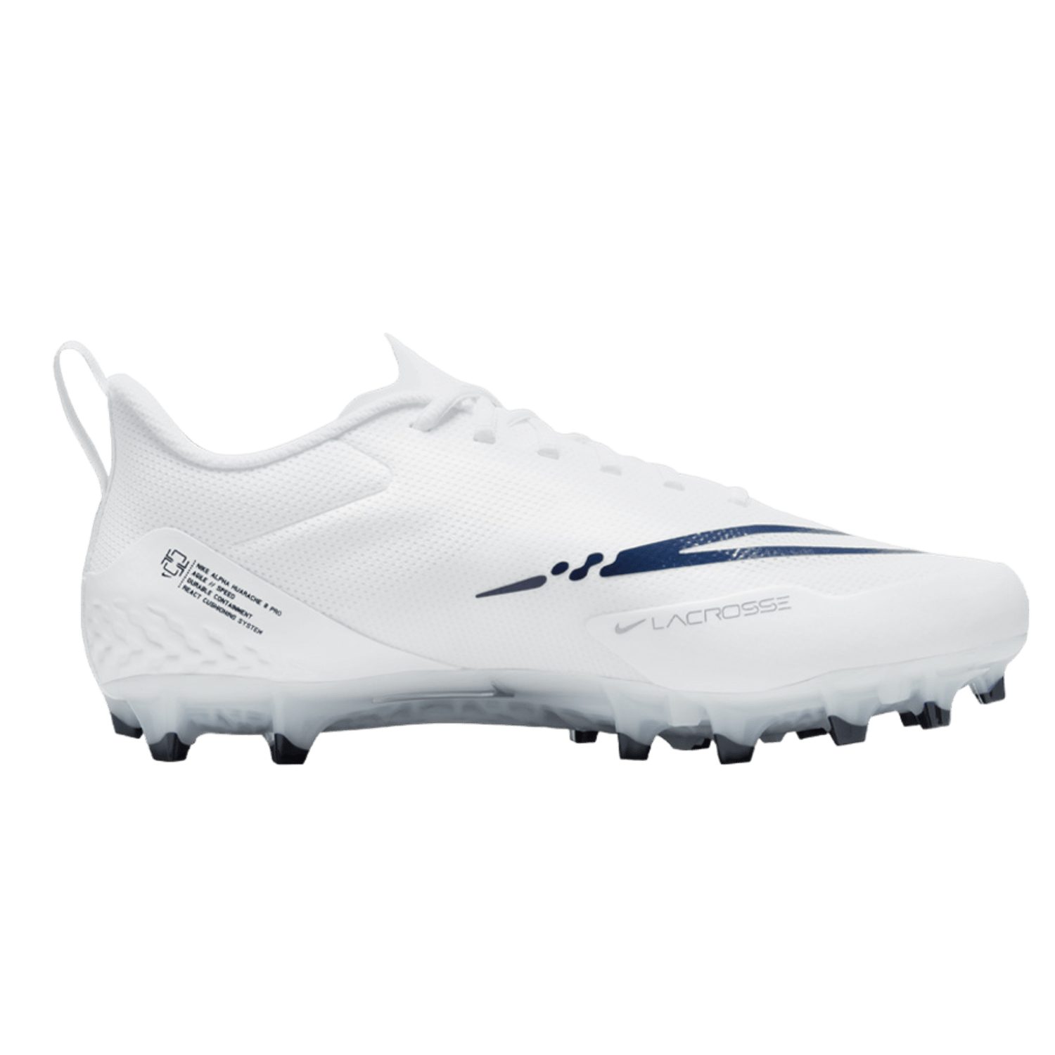 Nike Alpha Huarache 8 Pro Cleats Nike - AH8P - WH/NVY - 10/11.5 White/Navy Lax.com