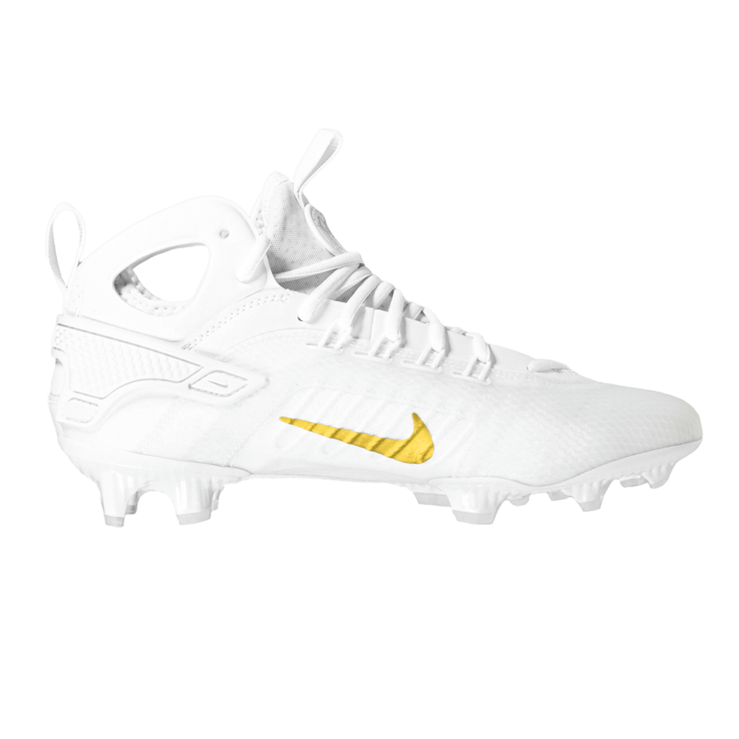 Nike Alpha Huarache 9 Elite Cleats Nike - AH9EMid - Wh/Gld - 100 - 10/11.5 White/Gold - 100 Lax.com