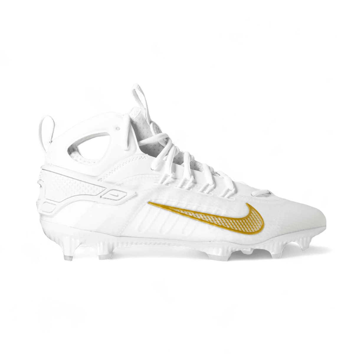 Nike Alpha Huarache 9 Elite Cleats Nike - AH9EMid - Wh/Gld - 100 - 10/11.5 White/Gold - 100 Lax.com