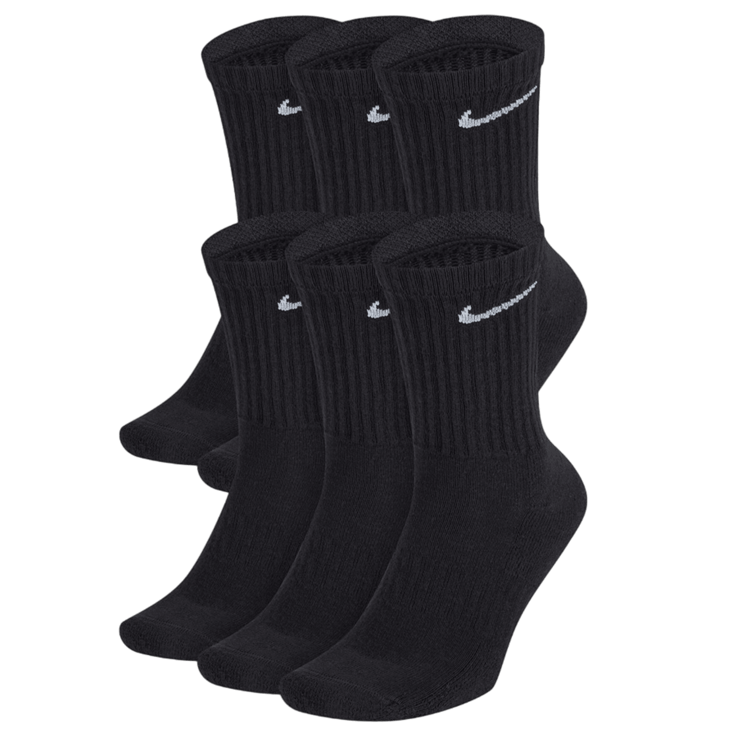 Nike Everyday Cotton Cushioned Crew Socks - 6 Pack Socks Nike - SX7666 - BK - L Black Lax.com