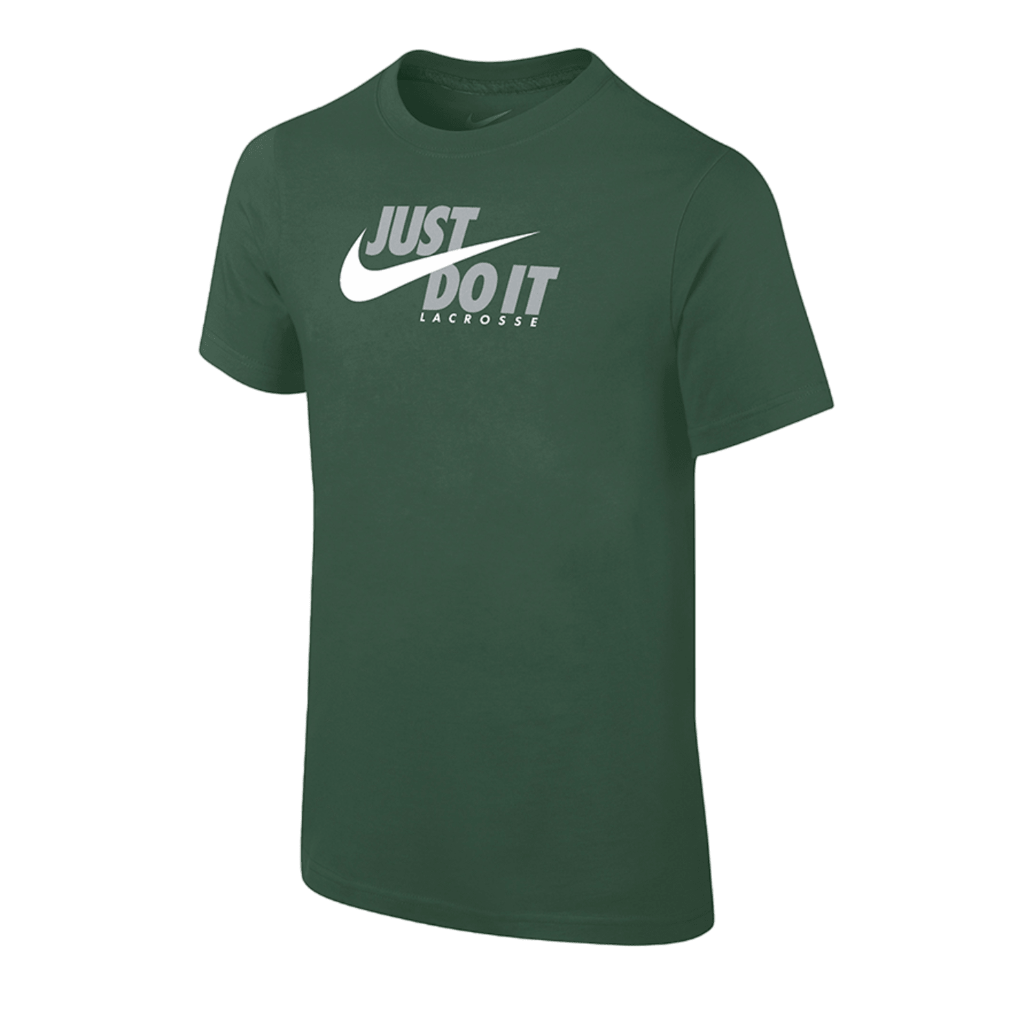 Nike Lacrosse YOUTH CORE COTTON SS TEE - JUST DO IT Apparel Tops Green Lax.com