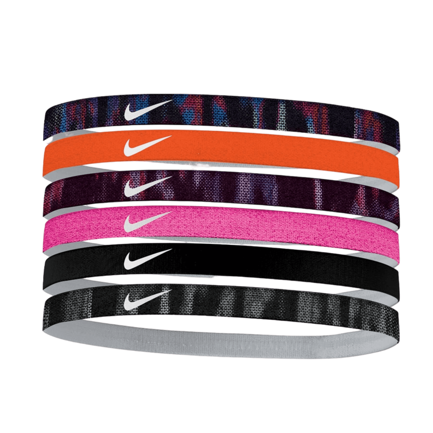 Nike Printed Headbands 6 Pack Hair Management Neon Pink Lax.com