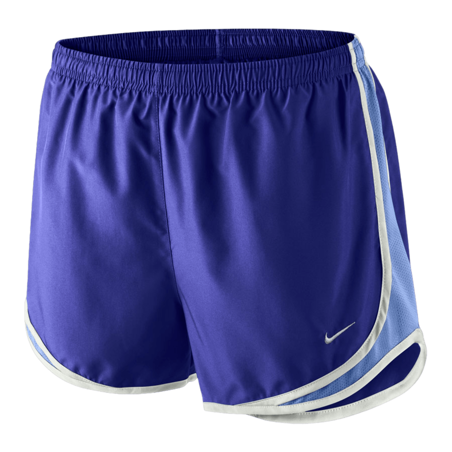 The Nike Women's Tempo Shorts are crafted with lightweight Dri-FIT fabric, ensuring comfort and flexibility for any athletic endeavor. Their blue design is accented with white trim and a discreet Nike logo on the front, making them perfect for active wear.