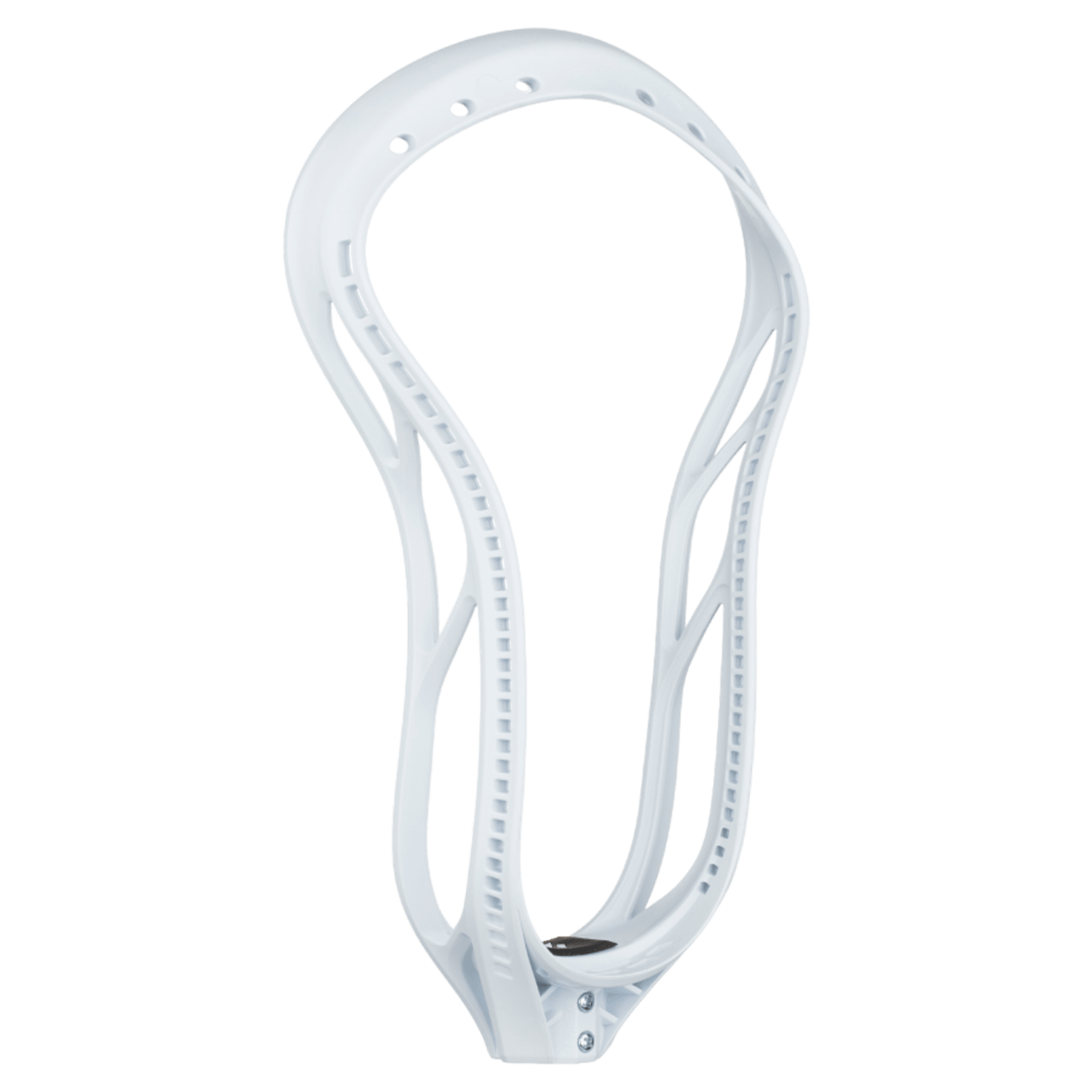 A close-up image showcases the StringKing Mark 2F Unstrung Lacrosse Head against a plain background. Produced by StringKing, it features multiple holes for precise stringing and boasts an aerodynamic design, perfect for gameplay and enhancing ball control.