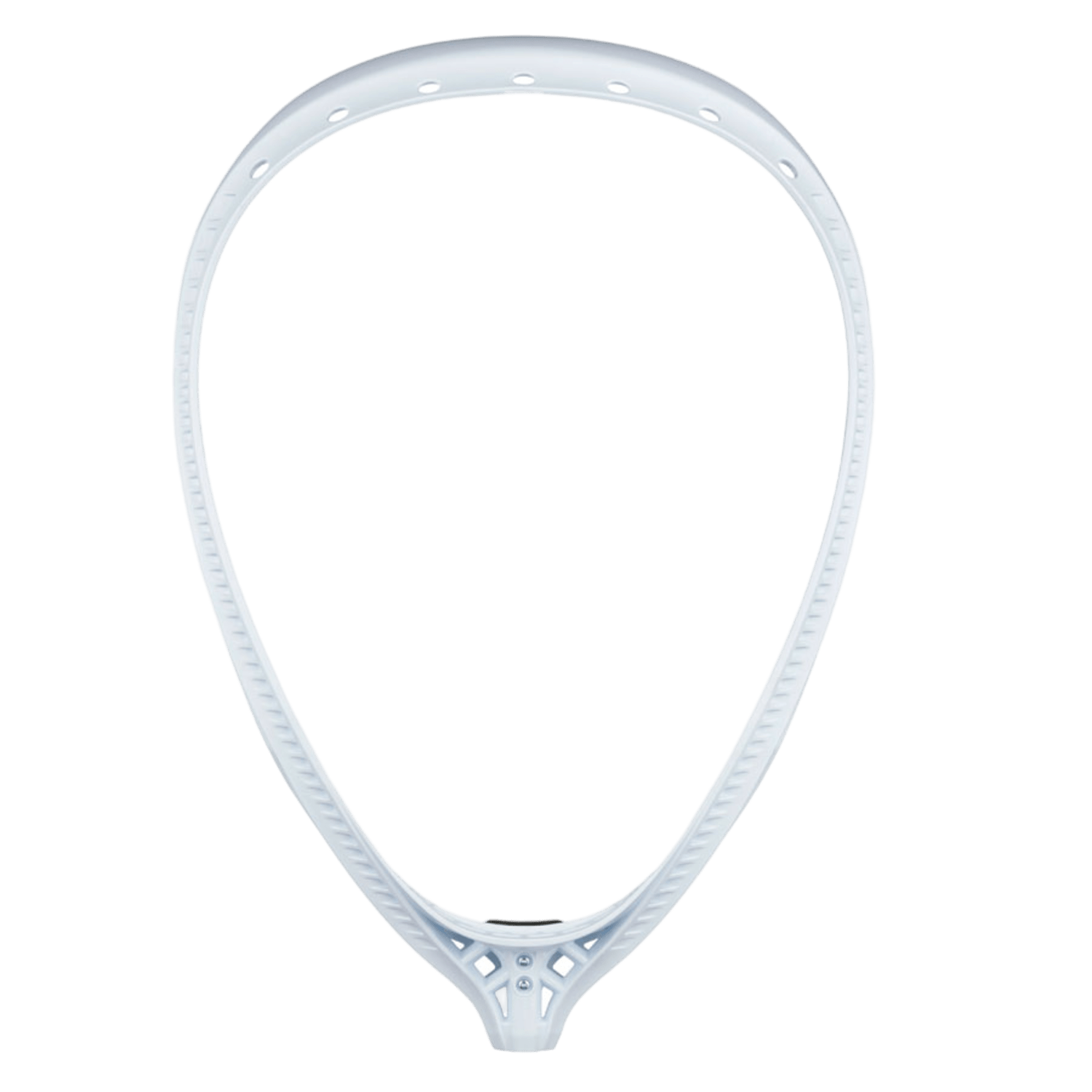 A black StringKing Mark 2G goalie lacrosse head by StringKing is displayed from both front and side views. Its optimized design includes multiple stringing holes around the perimeter and an open-sidewall for a lightweight feel. The sturdy structure makes it ideal for both offensive and defensive play.