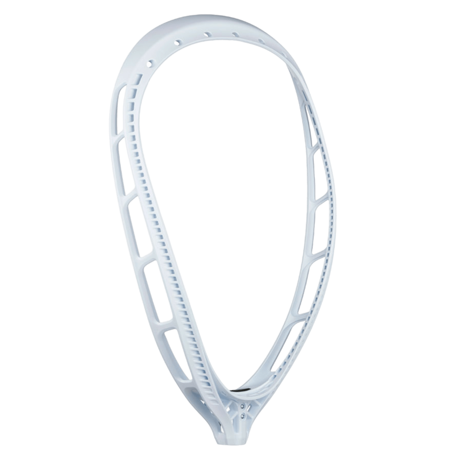 A black StringKing Mark 2G goalie lacrosse head by StringKing is displayed from both front and side views. Its optimized design includes multiple stringing holes around the perimeter and an open-sidewall for a lightweight feel. The sturdy structure makes it ideal for both offensive and defensive play.