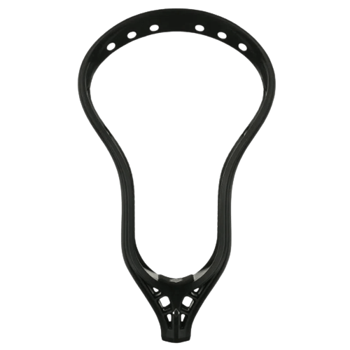 The StringKing Mark 2T, crafted by StringKing, is a white lacrosse head featuring multiple stringing holes along the upper edge. Its symmetrical design includes a wider top that tapers into the throat, showcasing advanced technology. The background is transparent.