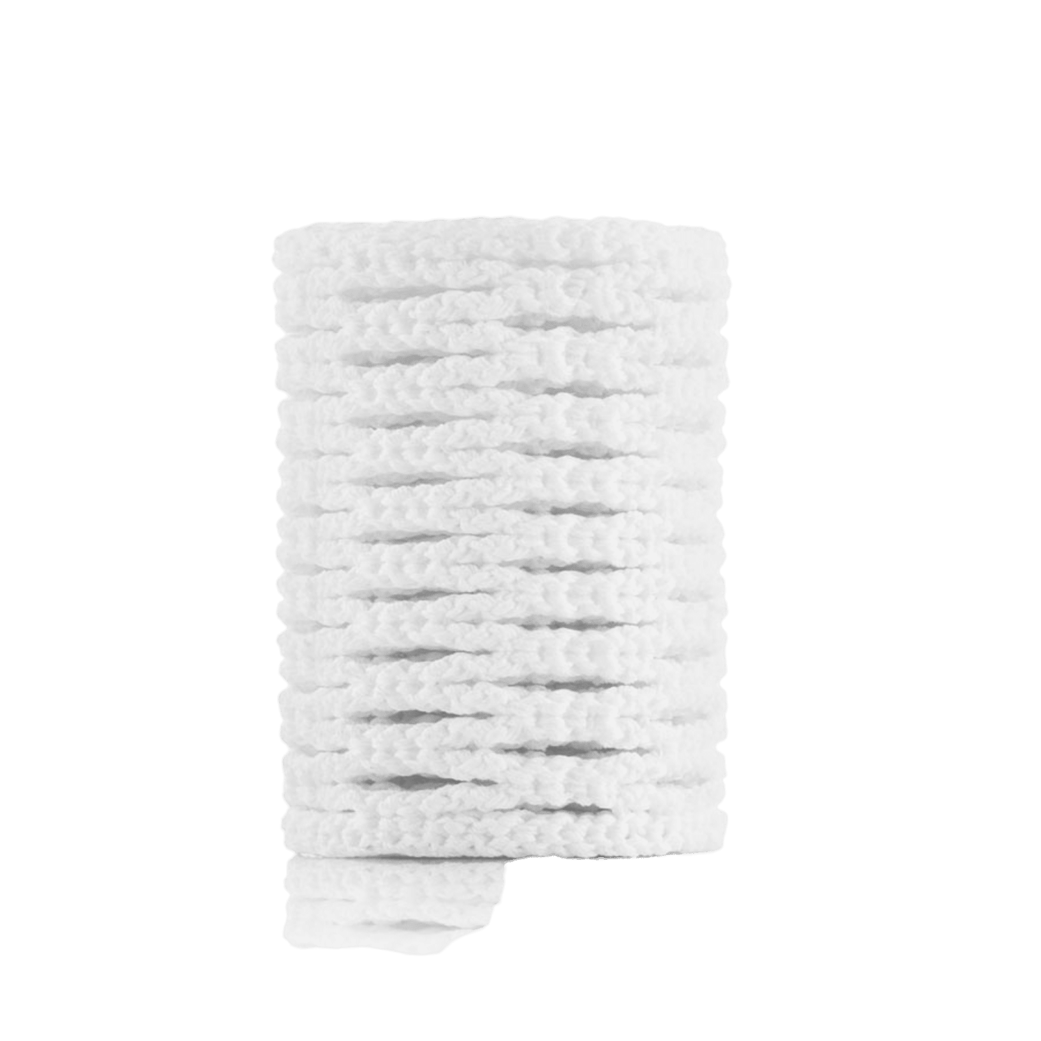 A close-up view of the StringKing Type 4X Mesh Piece from Stringking, showcasing its white woven fabric with uniform rectangular openings against a solid green background. The texture and pattern of the weaving, enhanced by Tri-Twist technology, are clearly visible.