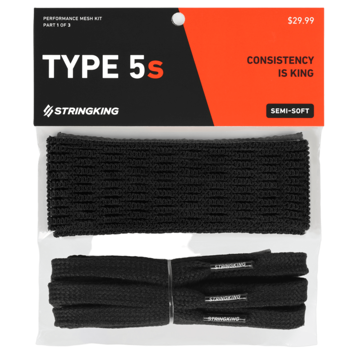 Stringking Type 5S Mesh Kit Men's Stringing Supplies SK - T5SMK - BK Black Lax.com