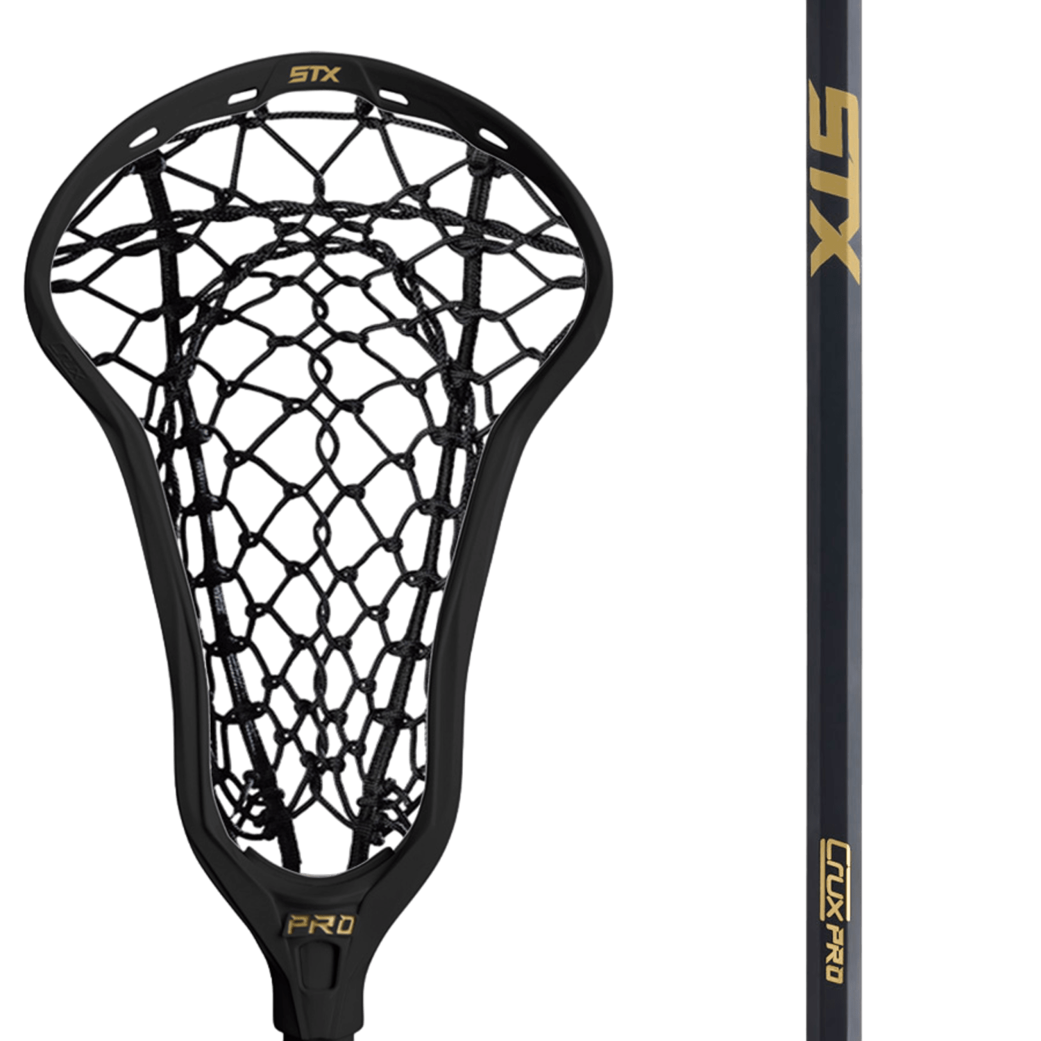 STX Crux Pro with Flex Mesh Complete Stick Women's Complete Sticks Black/Gold Lax.com