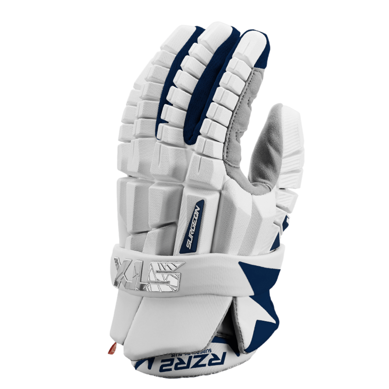 STX RZR2 Glove Men's Gloves STX - RZR2GL - WH/NVY - XL White/Navy Lax.com