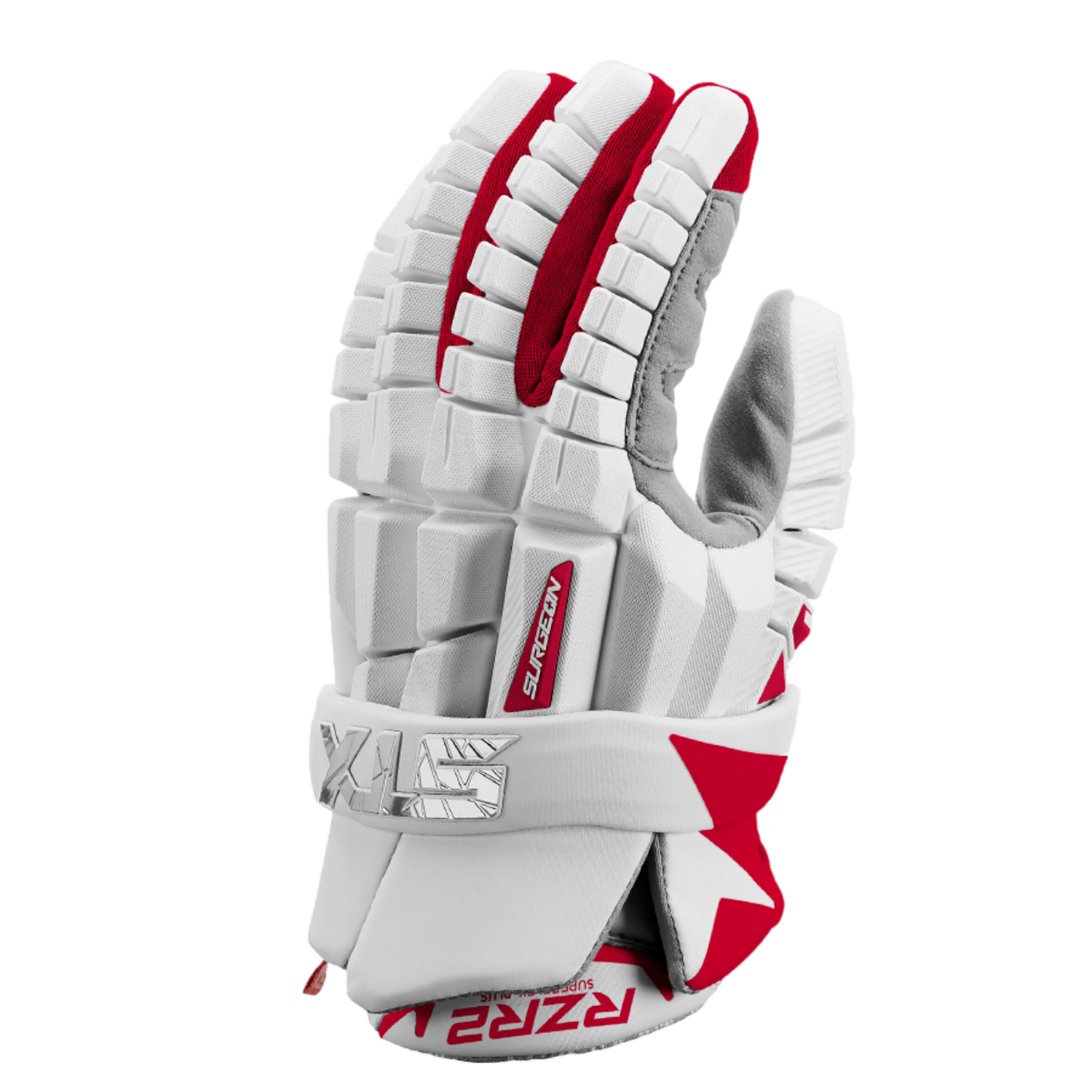 STX RZR2 Glove Men's Gloves STX - RZR2GL - WH/RD - XL White/Red Lax.com