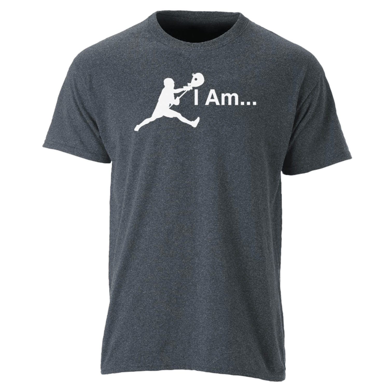 A Lax.com Youth T-Shirt in gray featuring a white silhouette of a person playing paddle tennis, with "I Am Goalie" boldly printed in white on the front. Perfect for fans of paddle sports and youth lacrosse enthusiasts alike.