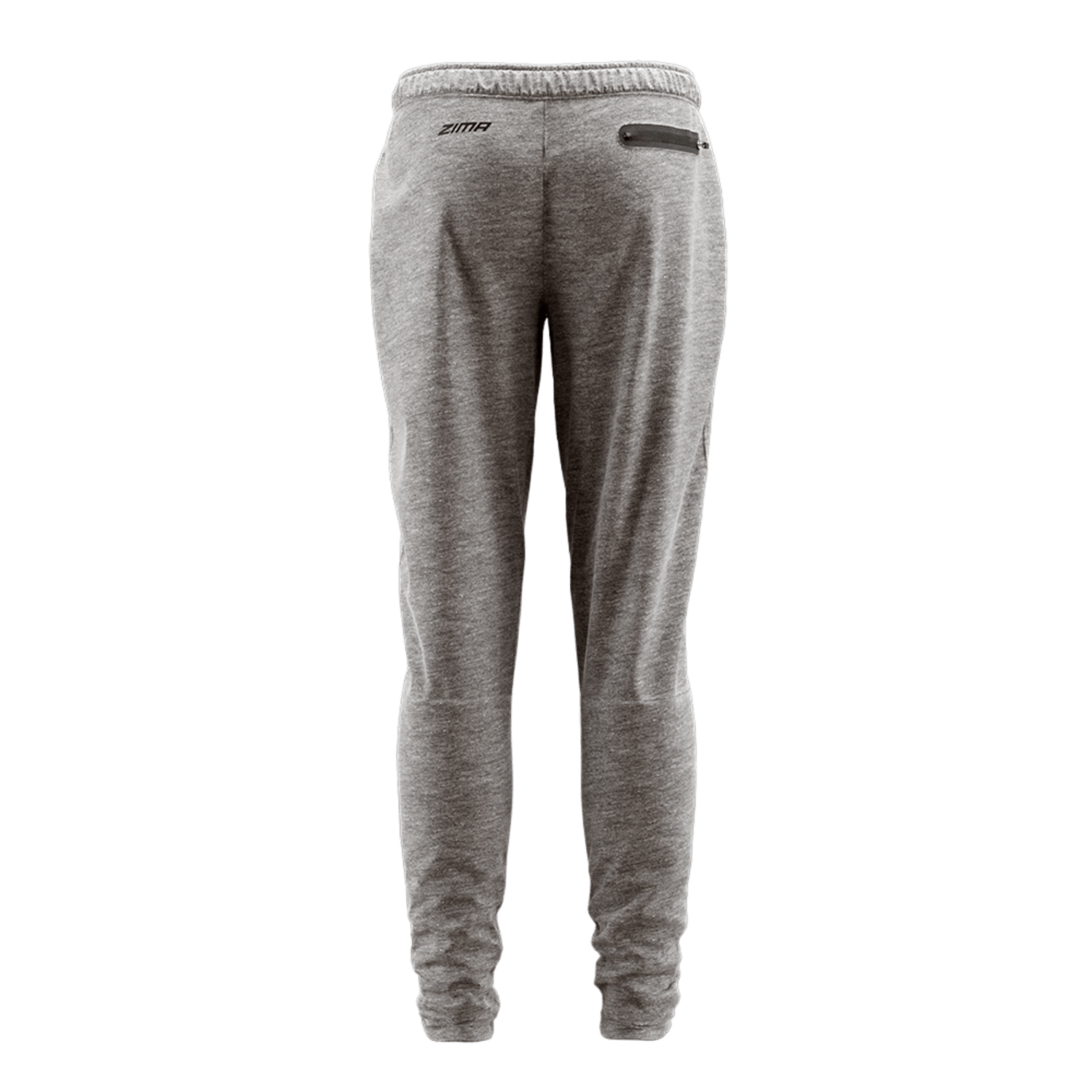 A pair of gray Zima Zima Revive Performance Jogger with an elastic waistband and drawstring, featuring side pockets and a tapered ankle design. The Italian flex-fleece fabric appears soft and comfortable, promising all-day comfort for casual wear or athletic activities.