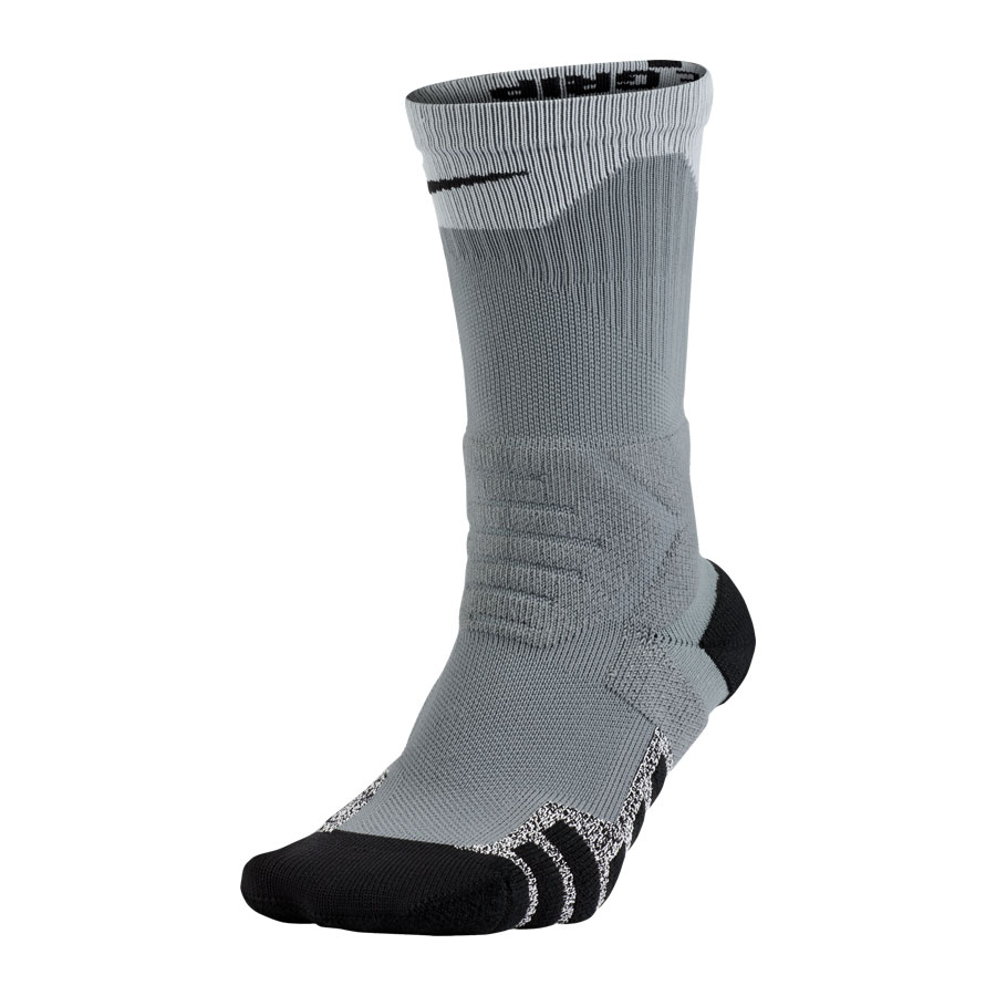 Nike Basketball Power Grip Cushioned Crew Socks, White/Black, Large 8-12 