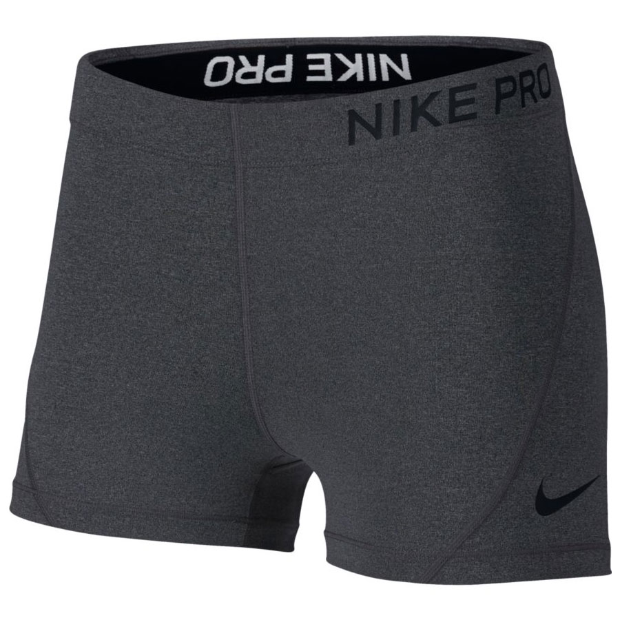 Nike Pro Women's Short 3in-Charcoal Heather-Black Lacrosse Bottoms ...